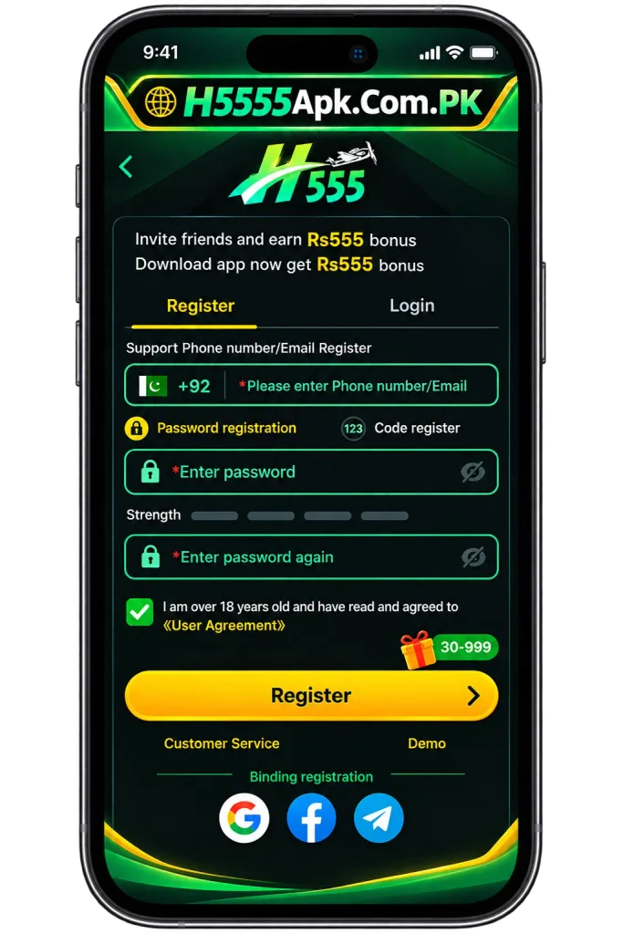 how to register on h555 game